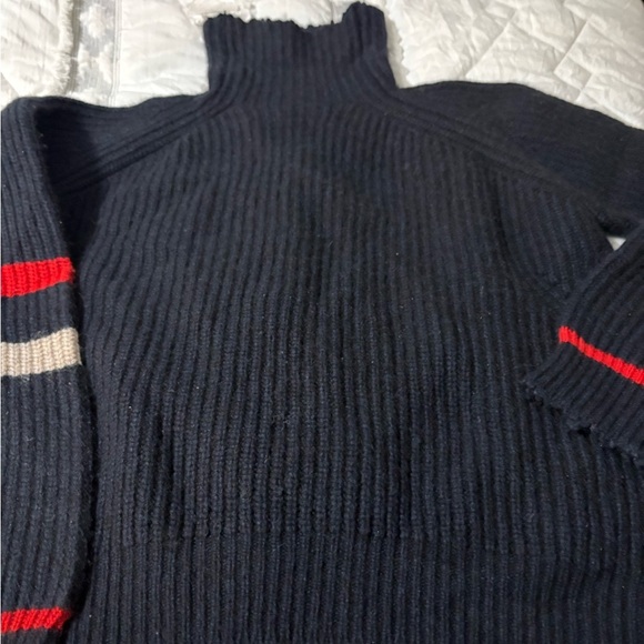 Zadig & Voltaire Zoe Wy, Navy turtleneck Sweater. Distressed edges. Wool/Yak. - Picture 11 of 16